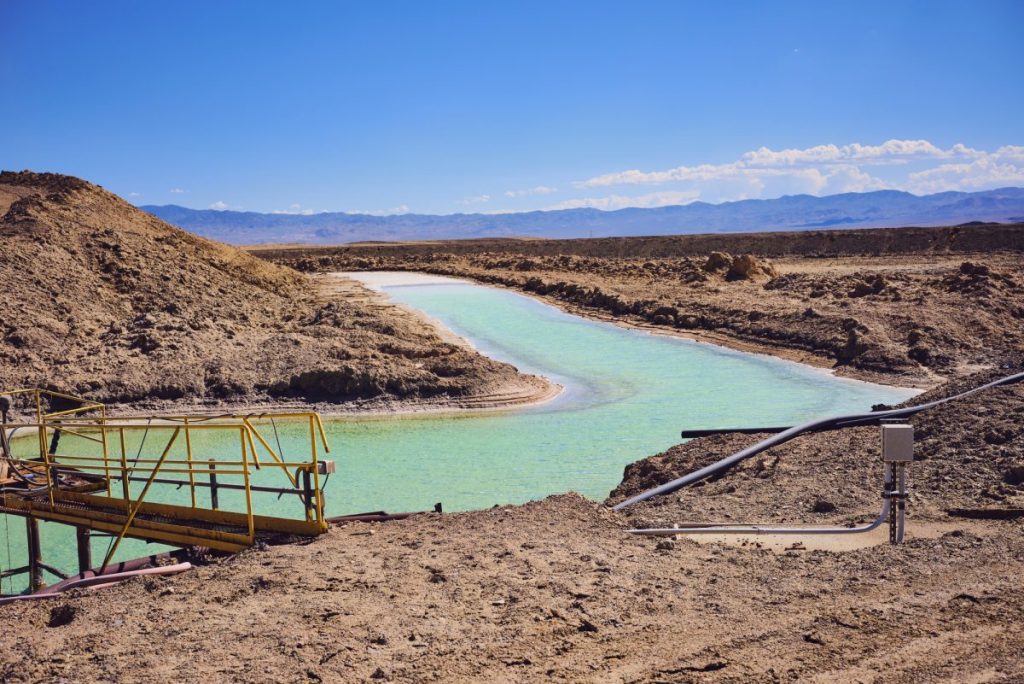 Brine pools for lithium carbonate mining.