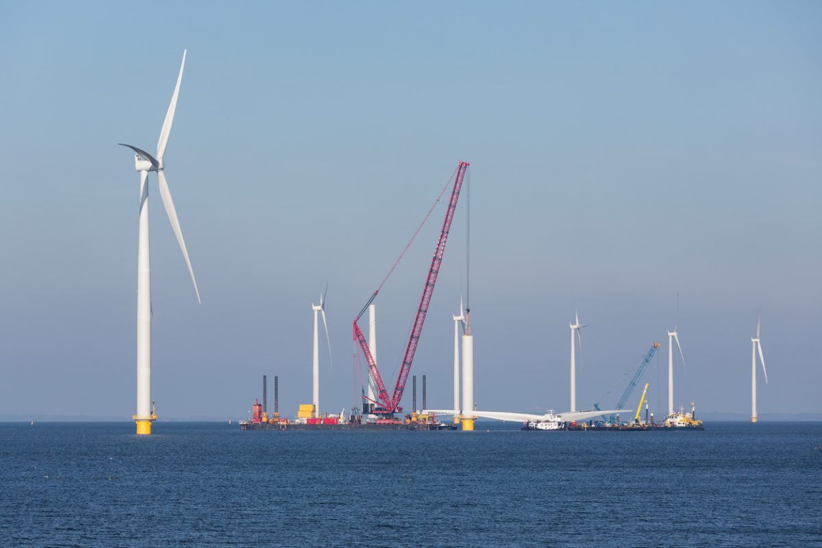 Construction site of offshore wind farm
