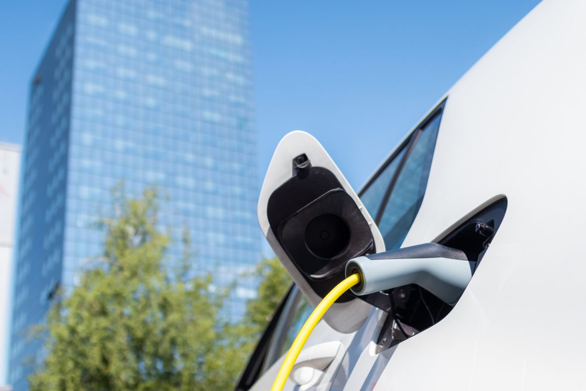 Charging an electric car Charging an electric car