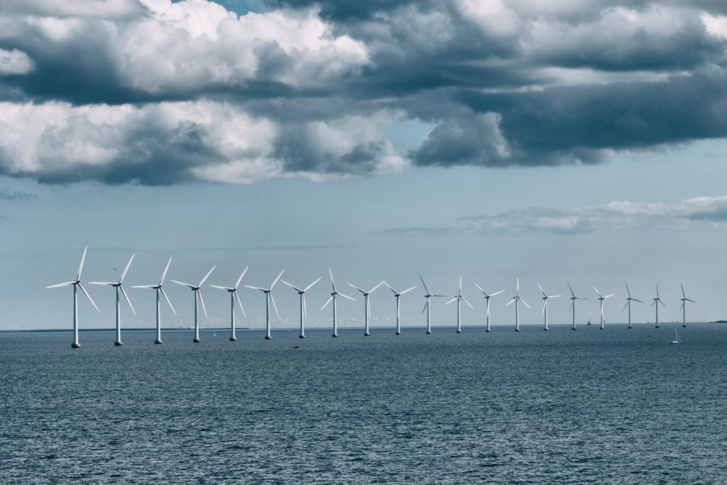 Wind power plant in the sea