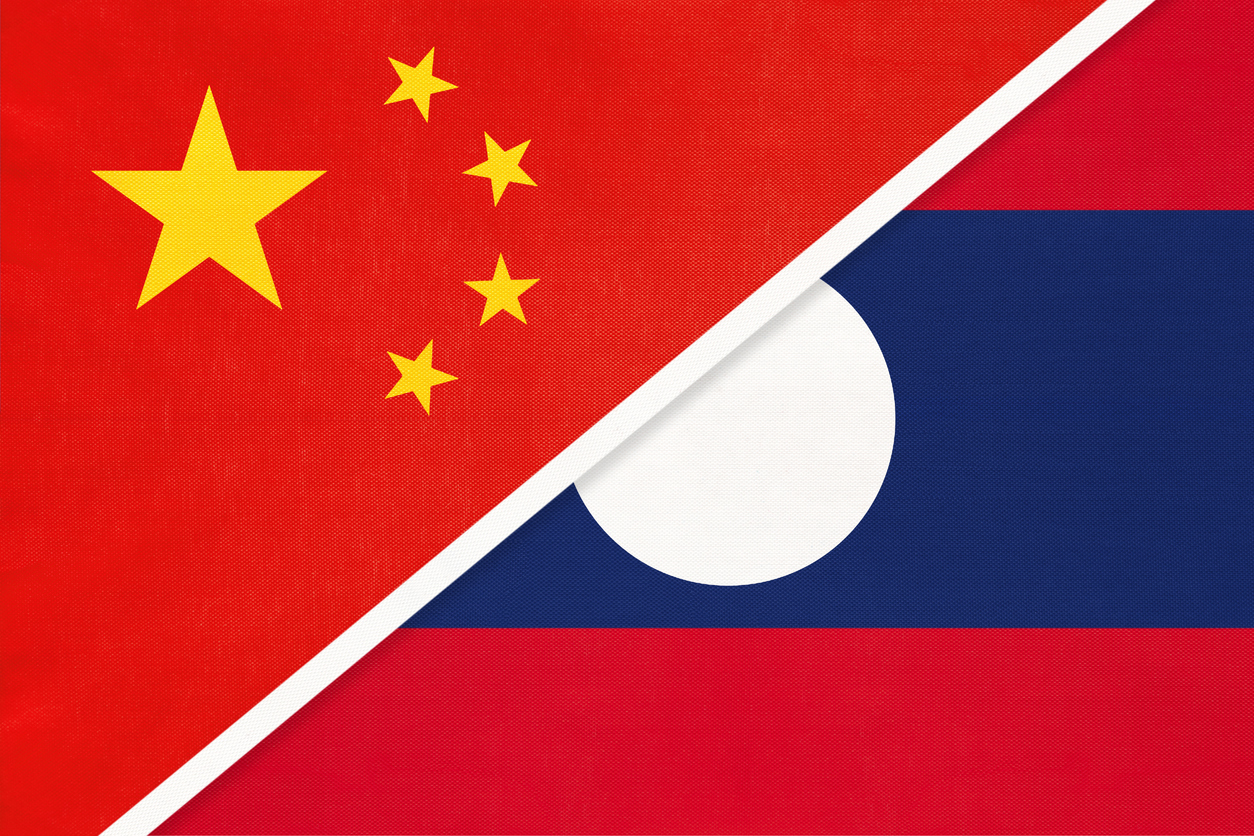 Flag of China and Laos. Flag of China and Laos.
