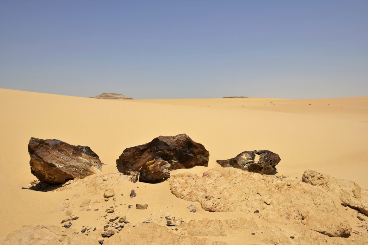 meteorite in sahara desert view of meteorite in sahara desert