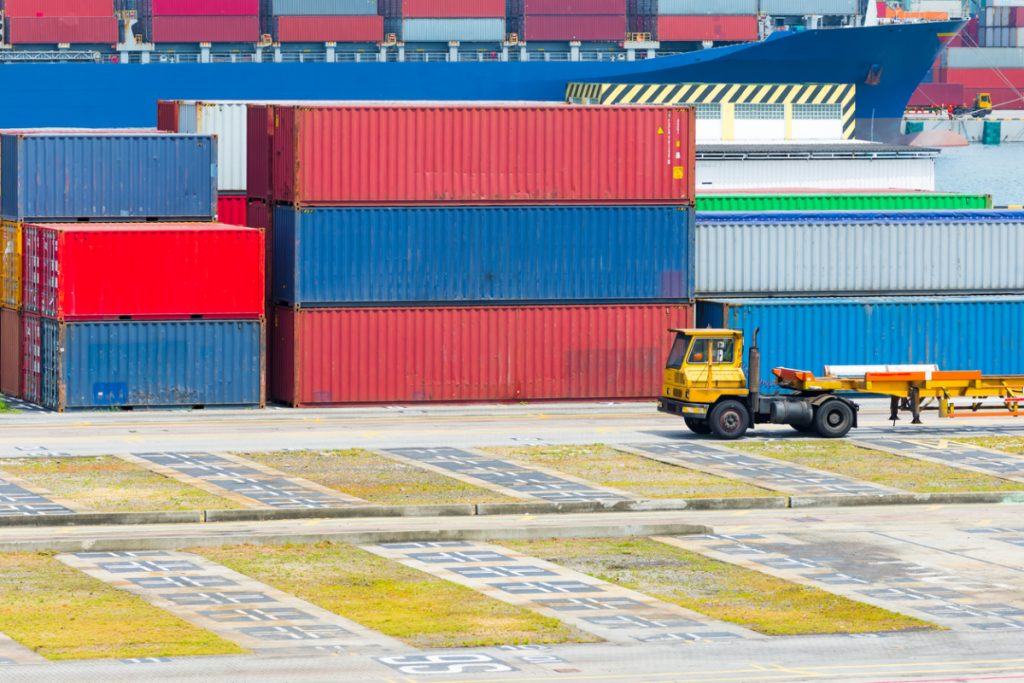 Car truck with cargo Container for transportation