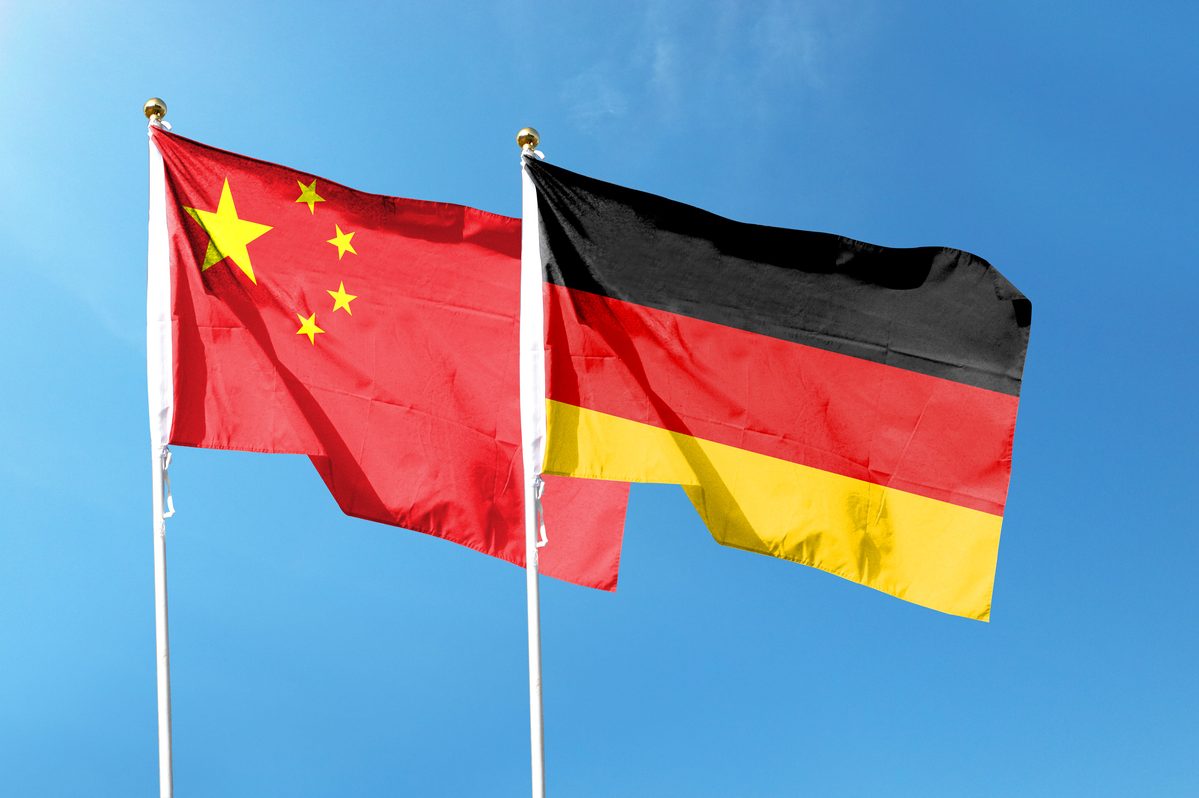 Chinese and German flag Chinese and German flag