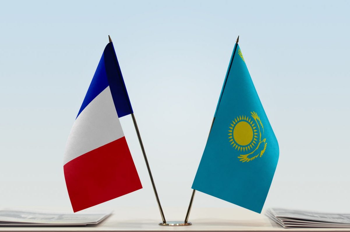 Flags of France and Kazakhstan Flags of France and Kazakhstan