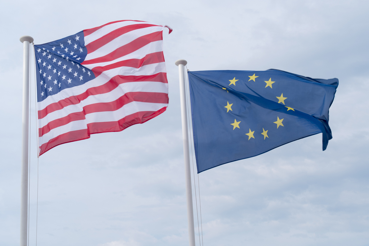 United States and European Union flags United States and European Union flags