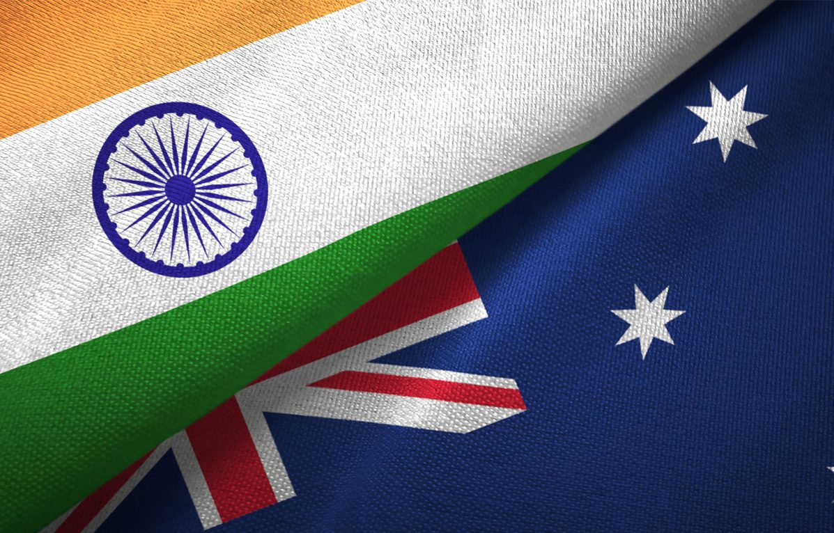 Indian and Australian flags Indian and Australian flags