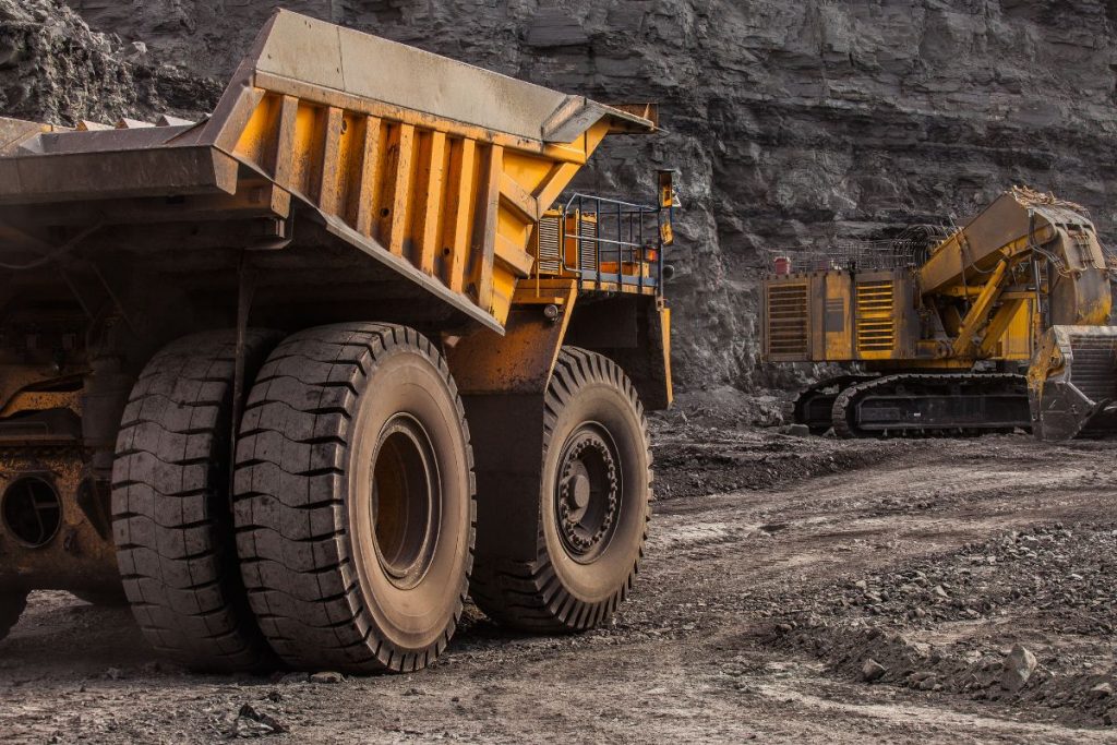 Quarry dump trucks in coal mining