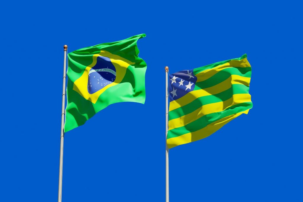 Flags of Brazil and Goias globe world earth