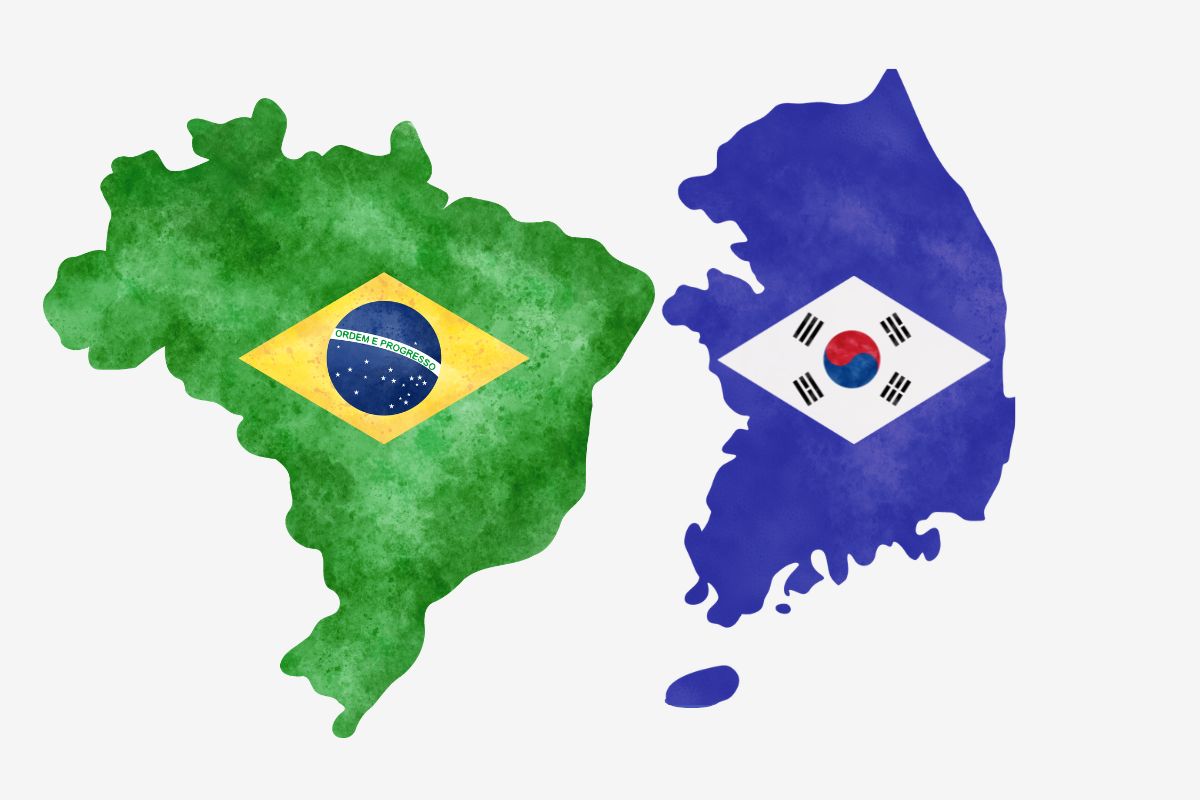 Flags of South Korea and Brazil Flags of South Korea and Brazil